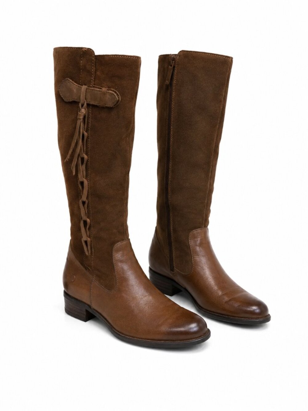 Born Tall Brown Leather Riding Boots Women’s 7M Knee High Boho Equestrian Boots - Picture 11 of 12